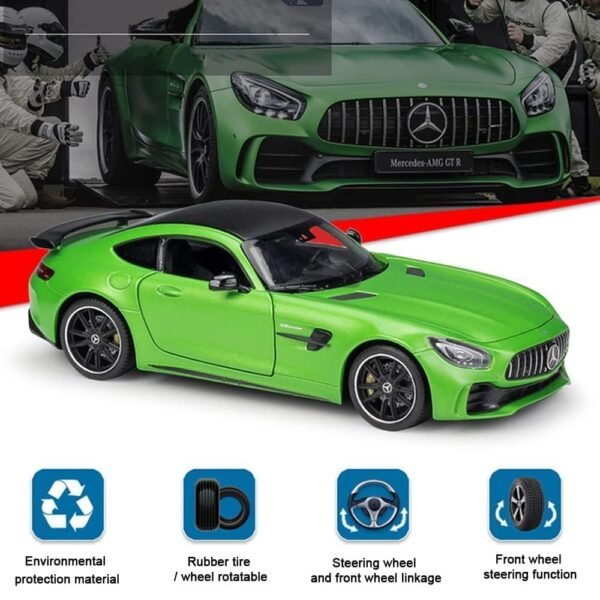 1:24 Diecast Model Alloy Mrcedes AMG GTR Alloy Metal Pull Back with 6 Openable Doors & Sound Light Toy car for Kids Best Gift Toys for Kids Boys (Green) - Image 5