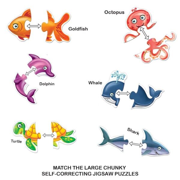TOYKRAFTT Chunky Infant Floor Puzzle Toy, 2 Piece Puzzles, Puzzles for Kids Age of 2-3 Years, Educational Toys, My First Aquatic Animal Puzzle - Image 5