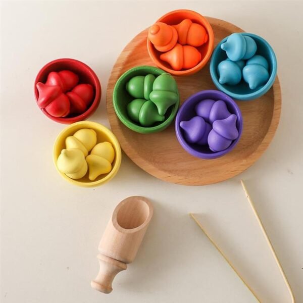 bnf® Balls in Cups Montessori Toy Wooden Sorter Game for Children Baby Boys Girls - Image 2