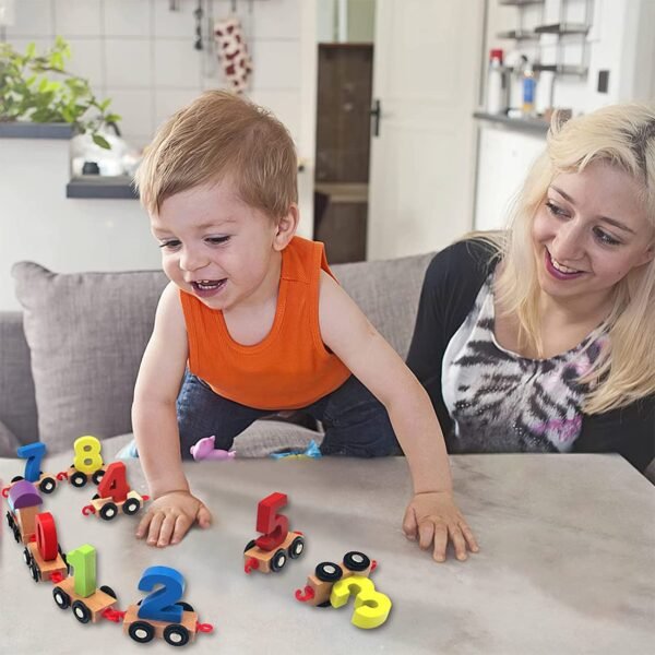 Wembley Wooden Puzzle Train Toys for Kids Set for 2 Years Old Non Toxic BIS Approved Proudly Made in India Number for Kids Learning Educational Toys - Image 2