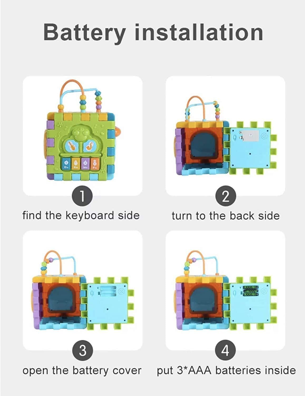 LONGMIRE Activity Cube Baby Toys 6 in 1 Multi-Purpose Educational Learning Cube with Music Activity Center Play Square with Musical Toys Shape Sorter Toy Gift for 18M+ Year Old Boy Girl Toddlers Kids - Image 2