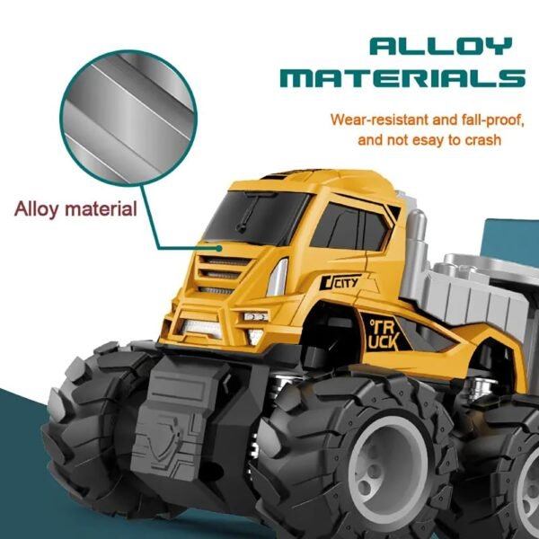 1:43 Set of 2 Dumper Toy Construction Truck Toys Diecast Alloy Truck Toys with Friction Powered Miniature Toy for Kids Boys and Girls Best Gift - Image 5