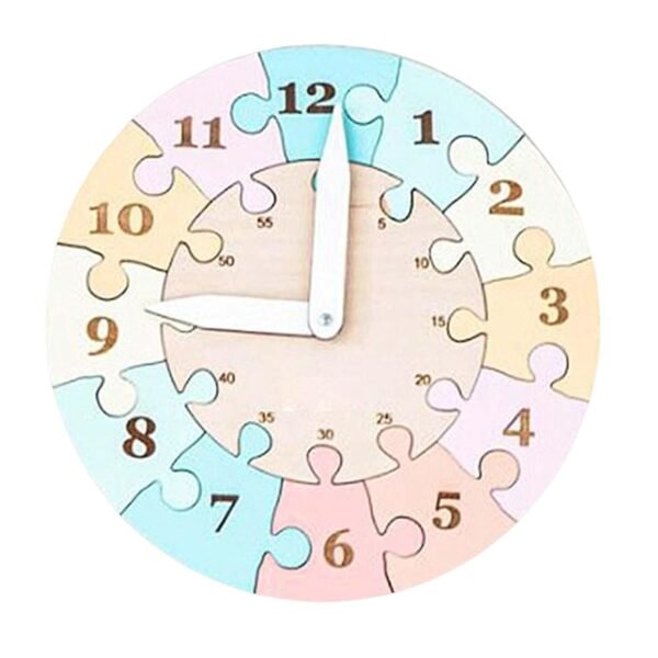 bnf® Wooden Clock Learning Puzzle with Numbers for Girls Boys Baby Children Pink Baby | Toys for Baby | Developmental Baby Toys - Image 5