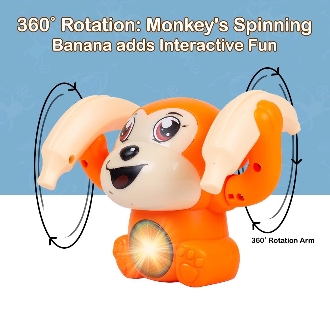 Gooyo GY-2020 Battery Operated Voice Control Monkey Toy with Musical, Dancing,Spinning,Rolling and Sensor Feature for Gifts/Kids/Babies/Boys/Girls|Orange Color,Power Source:3xAAA Battery(Not Included) - Image 6