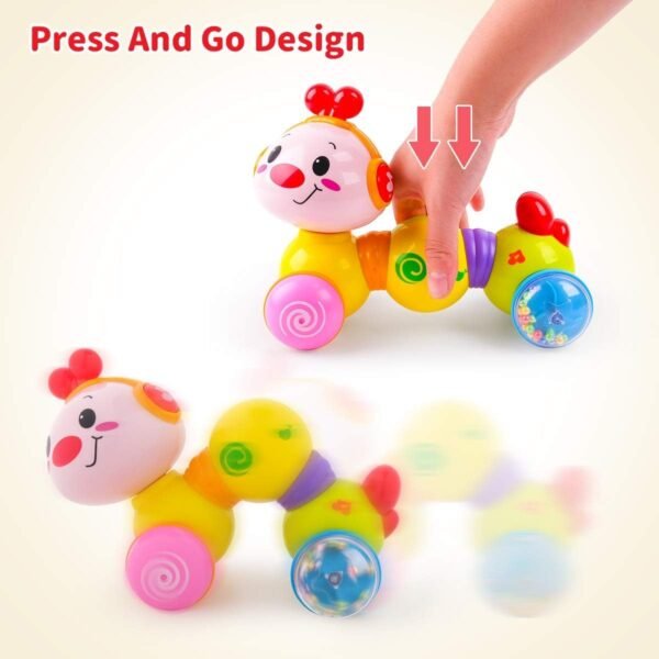 Pluspoint Caterpillar Press & Go Toy Musical,Baby Toys 6 To 12 Months, Light Up Head Inchworm Infant Toys, Baby Crawling & Educational Toys For 1 Year Old Boys & Girls (Caterpillar) - Multicolor - Image 4