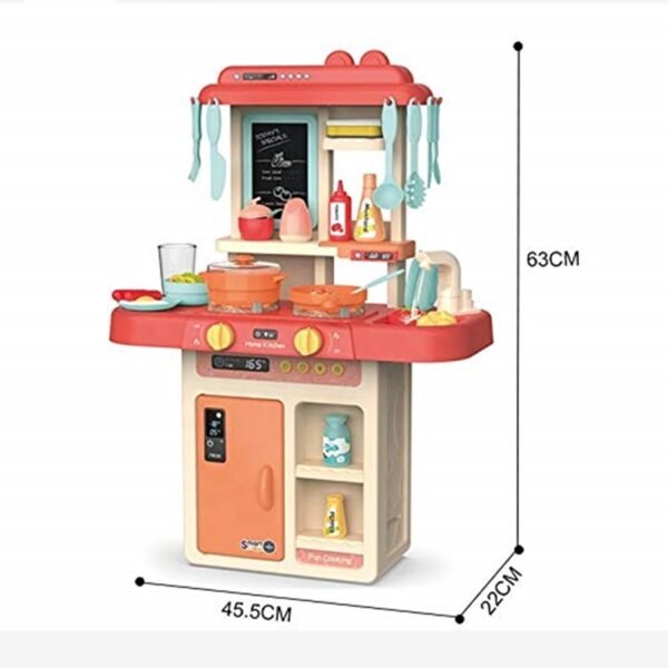 Storio Toys Kitchen Set for Kids Girls Big Cooking Set Light and Sound Pretend Play Toy Battery Operated with Accessories,Pink - Image 2