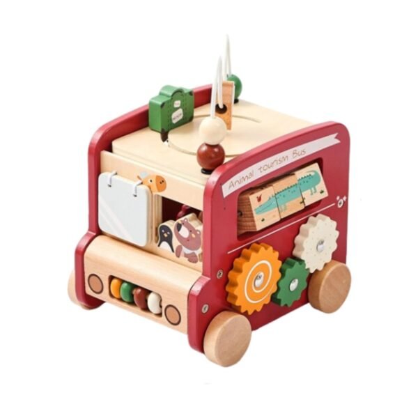 Toy 5-in-1 Bus Toy with Hammer Musical Pounding Toy for Kids Children Boys Girls Red