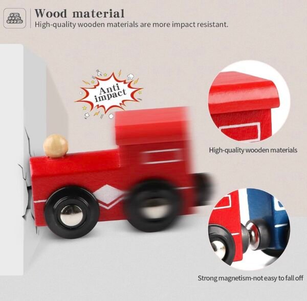 Wooden Magnetic Train | 4-Piece Train Toy Set for Toddlers 1-3 Years | Safe, Educational & Durable Wooden Toys for Early Learning & Motor Skills Development - Image 3