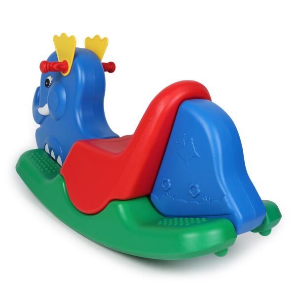 Amazon Brand - Jam & Honey Tusker Elephant Ride-On Rocker Toy for Kids | Ideal for Children from 12 to 36 Months | Capacity 25 kg | Blue Red & Green | Assorted - Image 4