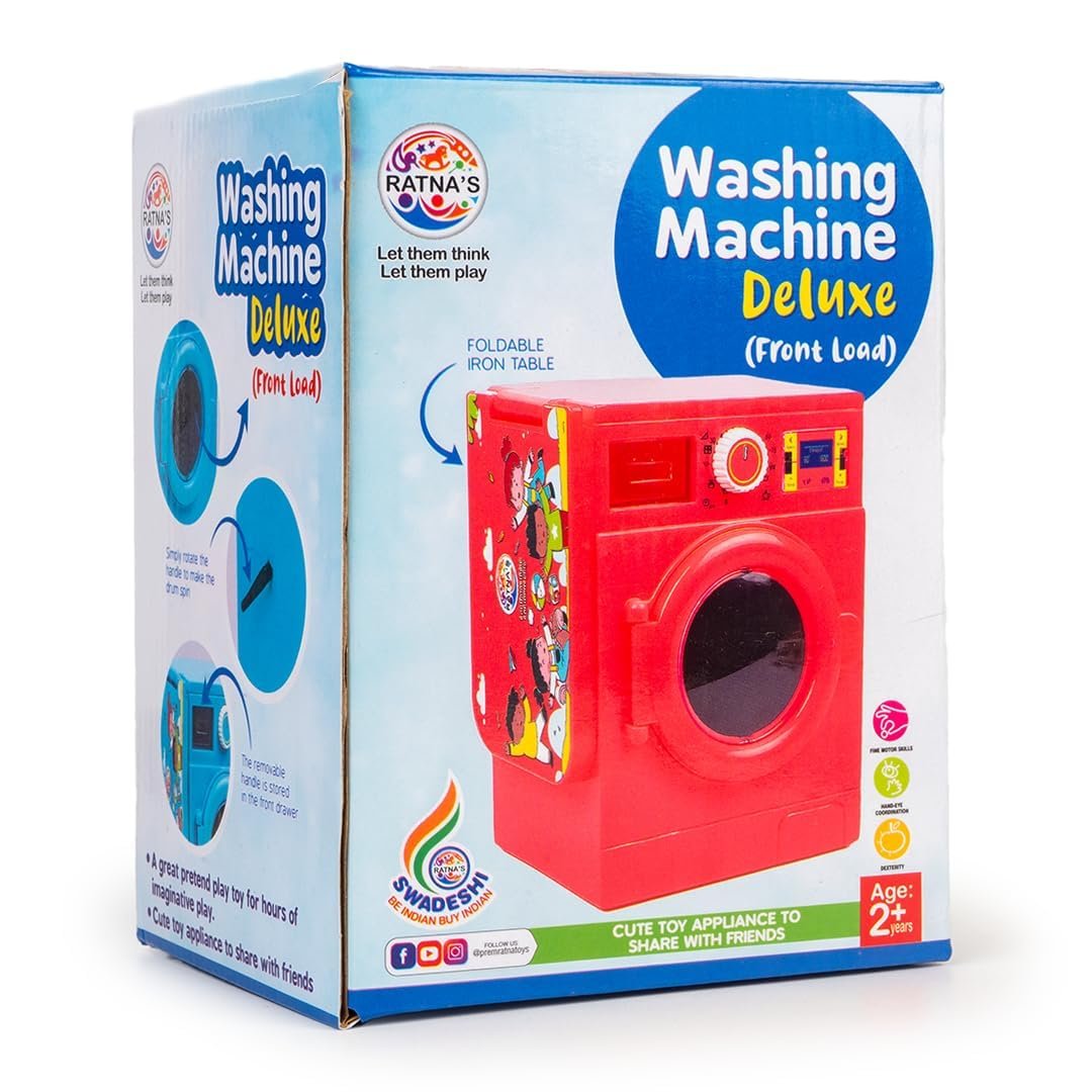 Lovely Washing Machine Front Load with Openable Door & Attached Foldable Ironing Table Household Pretend Play Role Play Toy for Kids.- Baby Toy - Image 4
