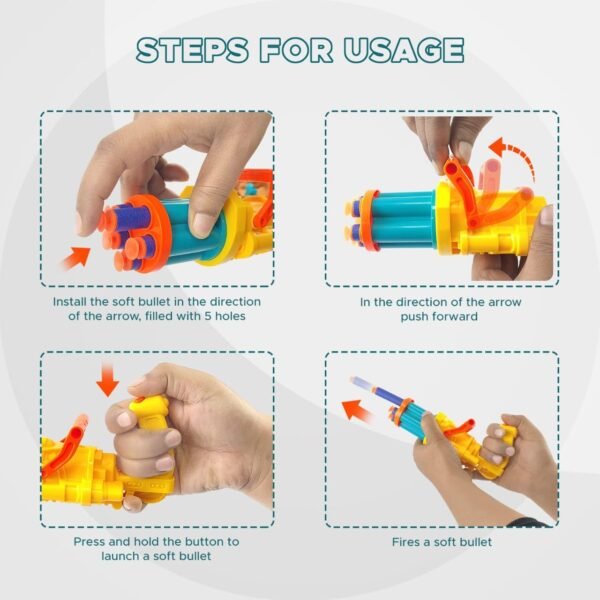 Toy Cloud DartX Storm Soft Bullet Gun for Kids Dart Blaster Toy Gun with Safe Foam Bullets Ideal for Boys Ages 8-14 Years Fire 5 Darts with Rotate The Barrel with 5 Soft Foam Darts - Image 3