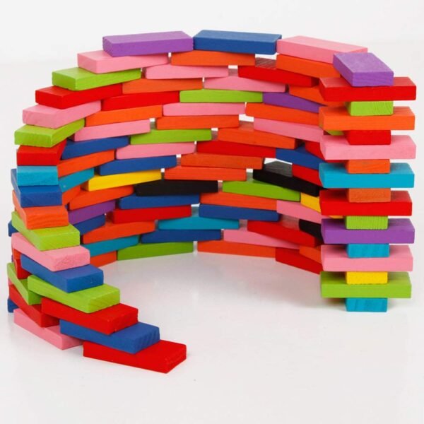 100 Piece Wooden Building Blocks Toy for Kids,Block Game for 3-8 Years Old Kids,Random Color (100 Piece Domino Block Toys for Kids)