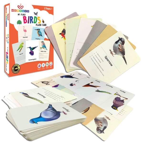 Wembley Flash Cards for Kids Toys 1 2 3 4 5 Years Babies Boys Girls | Educational Preschoolers Montessori Early Learning Flash Cards – Birds, Set of 28 Cards