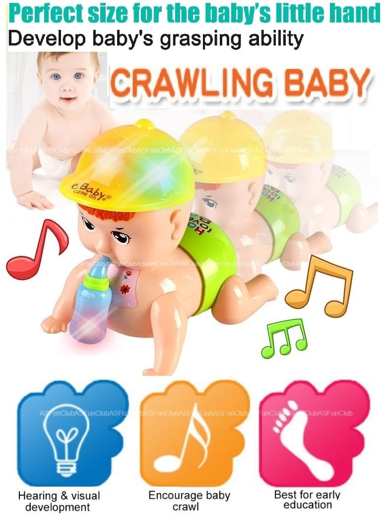 FunClub Crawling Baby Toy for Babies Kids Musical Toy for Kids Baby Doll Toy Crawling Toy for 6 Month Old Baby Musical Toy for Infants Musical Toy for Babies with Light Sound Toy Moving Toys-Best Gift - Image 5