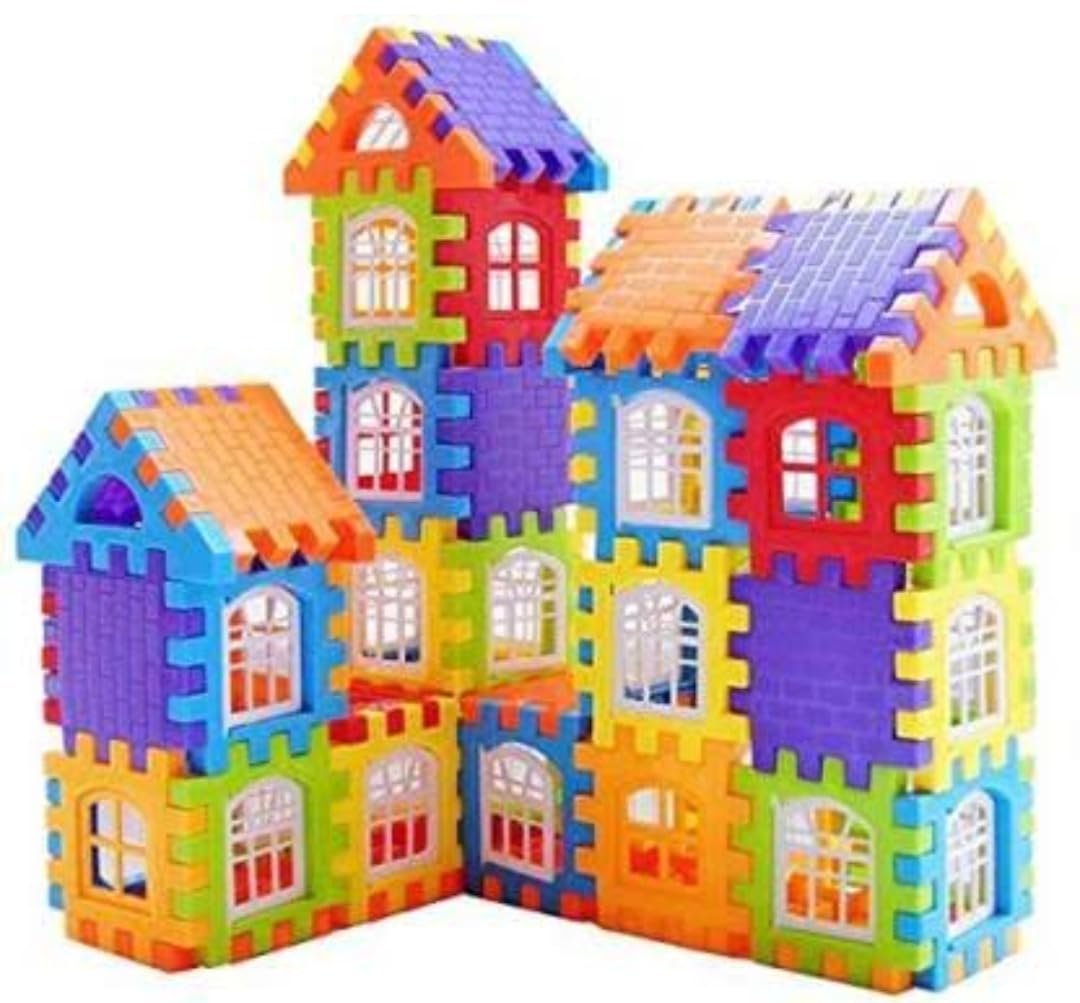 MBK My Happy House Building Blocks Set - 60+ Pcs Toy with Attractive Windows | Block Game for Kids 2-5 Years | Educational Toy for Boys & Girls