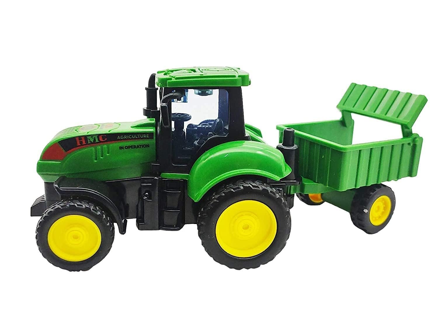 Farm Tractor Toy with Trolley for Kids, Agricultural Vehicle with Detachable Wagon Vehicle Gift for 3+ Year Boys