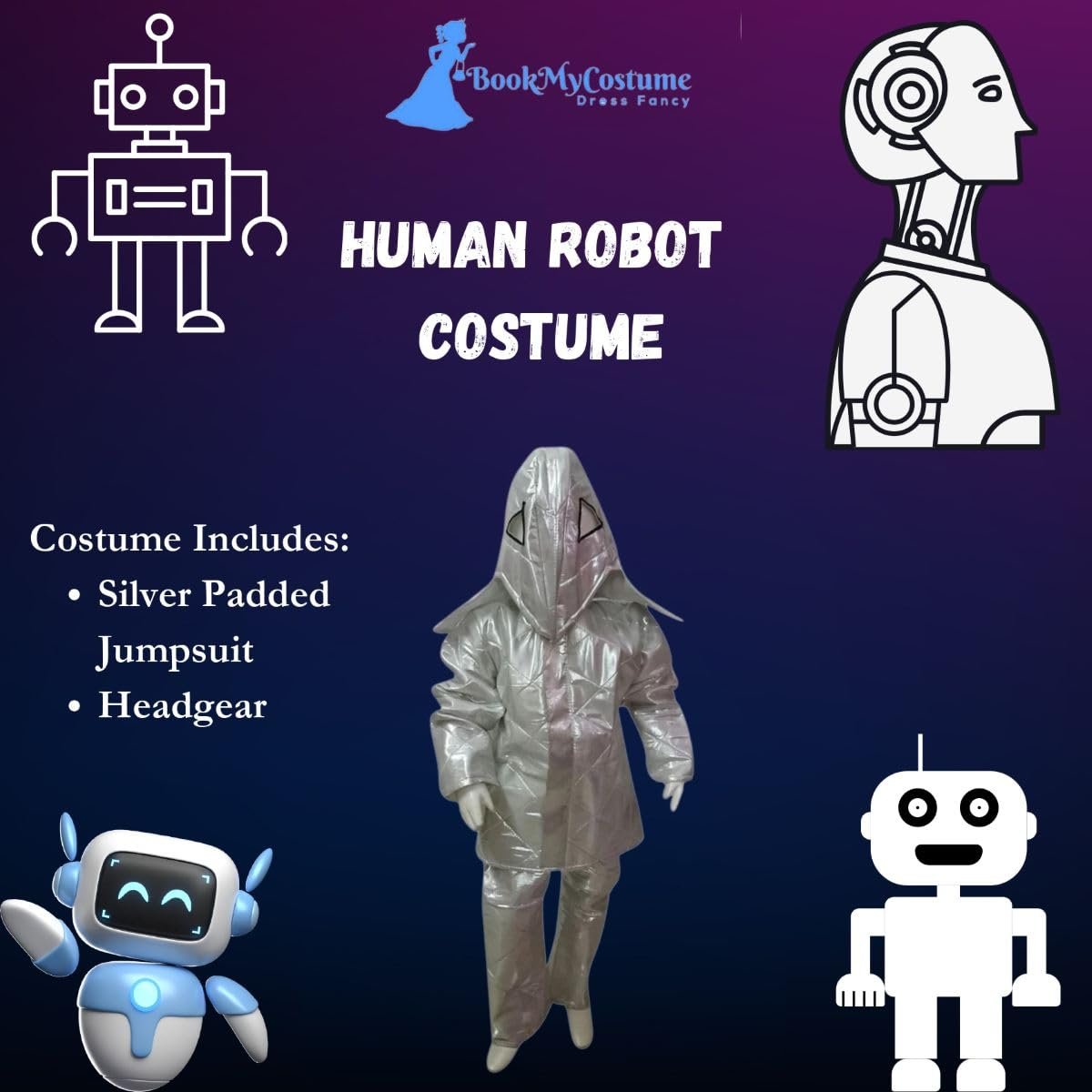 BookMyCostume Human Robot Artificial Intelligence Machine Kids Fancy Dress Costume - Image 3
