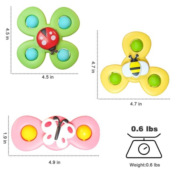 Suction Cup Spinner Toys for 1 2 Year Old Boy & Girl | Spinning Tops Toddler Toys | 1 2 Year Old Boy Birthday Gift for Infant | Sensory Baby Bath Toys (Pack of 3) - Image 2