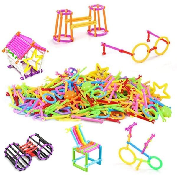 Unbreakable Kids Building Blocks Toys - Smart Stick with Different Shapes Block Game for 3-8 Years Old Kids Boys & Girls,Multi Color,200 Piece (Kids Building Block Toys)