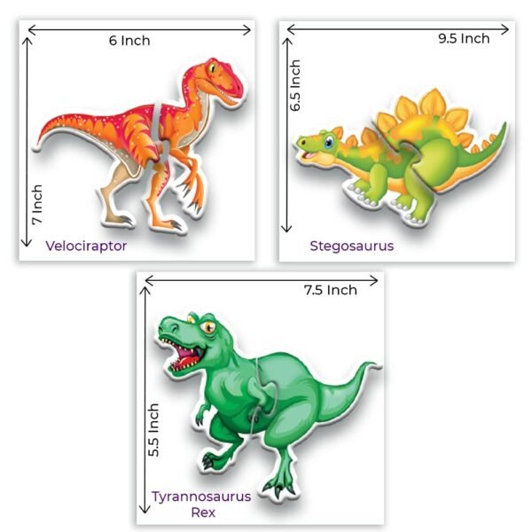 TOYKRAFTT 3 Piece Puzzle for Kids 1-3 Years | Toddler Puzzles, Educational Jigsaw Puzzle for 2-Year-Olds | Toys for 3-Year-Olds | My First Dinosaur Puzzles - Image 5