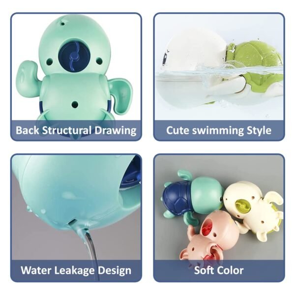 Wembley Swimming Turtle Bath Toys for Toddlers Kids Cute Floating Wind Up Water Toys for Babies 1 2 3 4 5 Years Boy Girl New Born Baby Bathtub Pool Toys Gift for Baby, Pack - 2 - Image 3