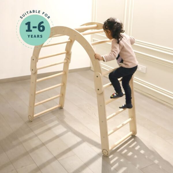 Curious Cub Pikler Triangle Set for Kids 1-6 Yrs | Montessori Learning Toy with Arch, Ramp, & Climbing Triangle | Transformable Climbing Toy, Indoor Playground for Baby | Indoor Slide and Climber Ramp - Image 6