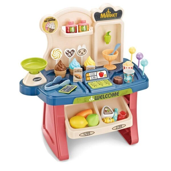 LONGMIRE Plastic 42 Pcs Big Size Kitchen Playset | Musical & Light Kitchen Set Toy for Kids with Sound and Accessories Set for 4 Year Old (Home Super Market) - Image 6