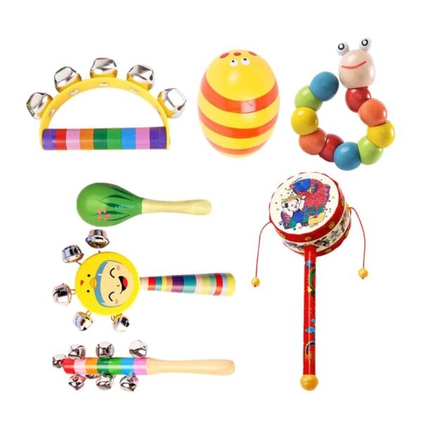 BNF 7Pcs Wooden Baby Rattle Set Musical Development Toy for Newborn 0-1 Year Old | Baby | Toys for Baby | Rattles