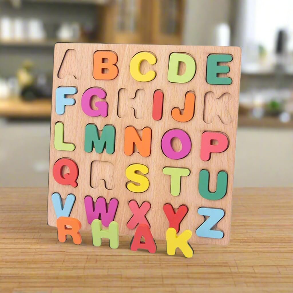 PRAYAASHEEâ„¢ Wooden Learning Educational Boards for Kids, Educational Puzzles for 2 Years Old Boys & Girls, Toddlers & Preschoolers, ABCD 1234 Toys for Kids, 3-in-1 Set (Alphabets, Numbers & Shapes) - Image 2