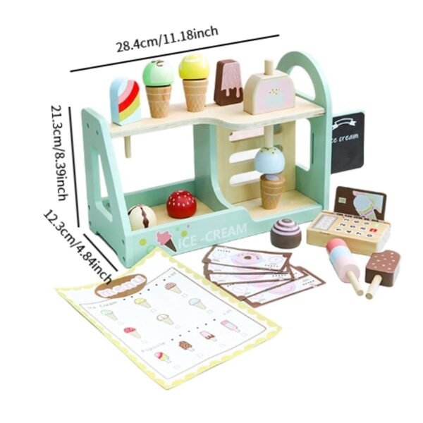 Lr Decor Bazaar Wood Ice Cream Playset Wooden Popsicle Set for Boys Girls 3-8 Year Old Gifts - Image 2