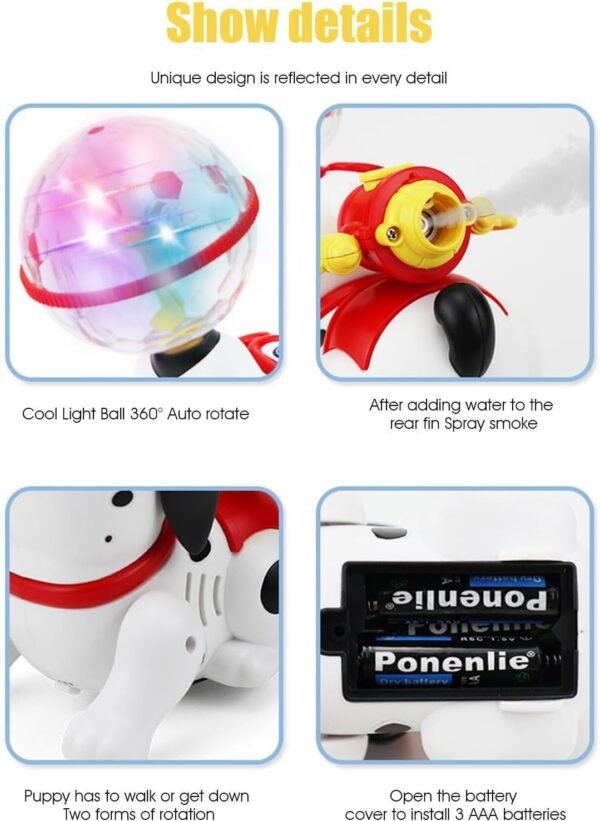 Dancing Dog Musical Toys for Kids Baby with Mist Smoke Spray Flashing Light Sound 360° Rotating Toys for Babies Children - Image 6