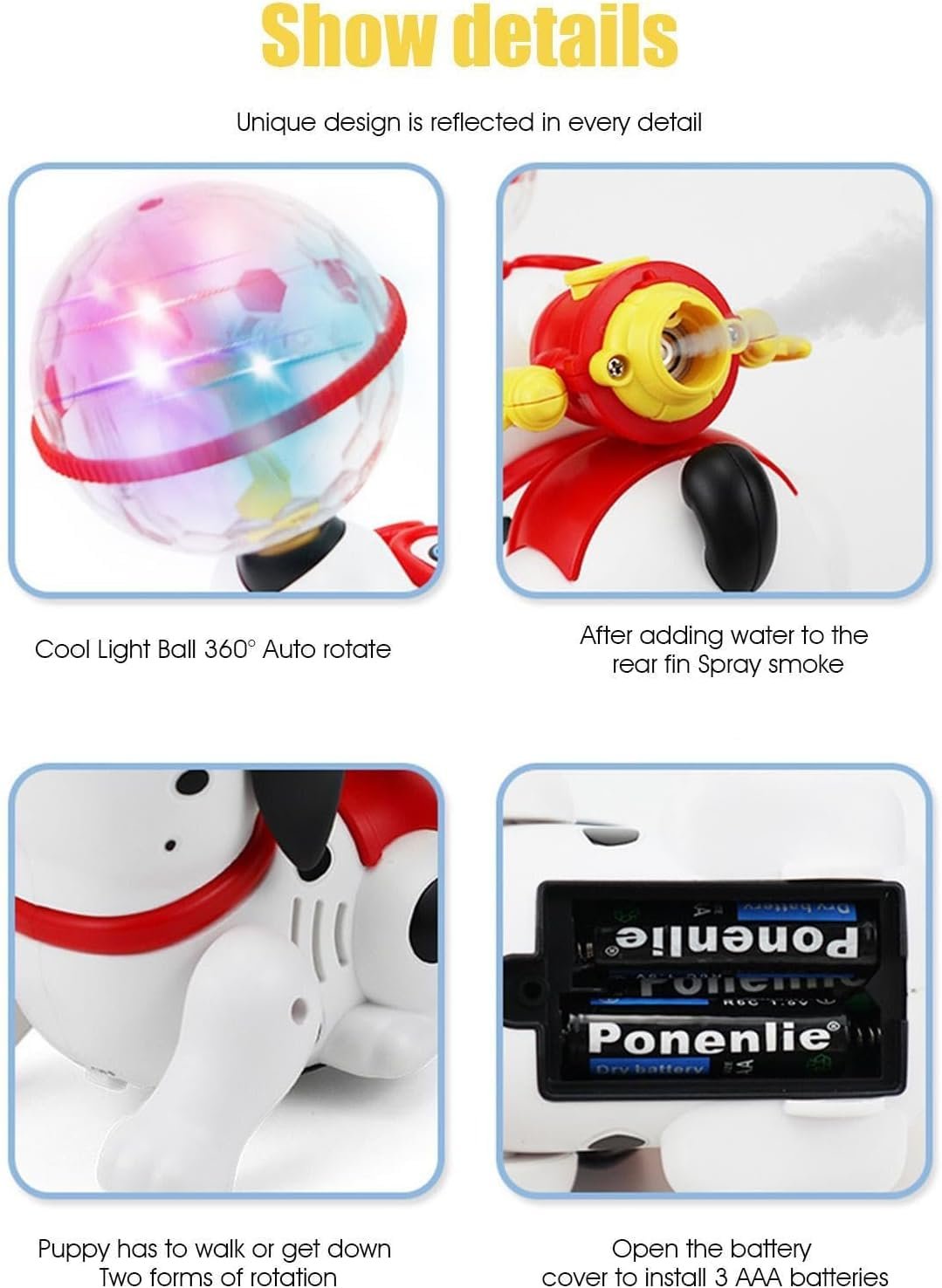 Dancing Dog Musical Toys for Kids Baby with Mist Smoke Spray Flashing Light Sound 360° Rotating Toys for Babies Children - Image 6