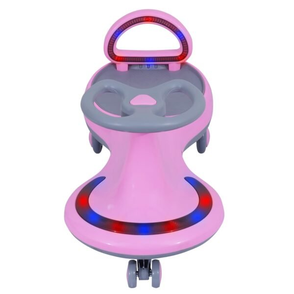 KURB Twister Swing Car for Kids 1-5 Years| Magic Car with Light & Music | Twister Car with Back Support | Swing Car with PU Wheels | Comfortable & Durable Seat (Pink) - Image 5