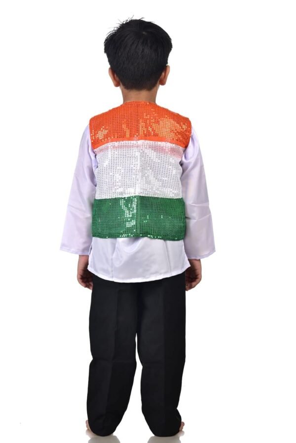 BookMyCostume Patriotic Dance Tricolour Jacket Black Trousers Kids Fancy Dress Costume - Image 3