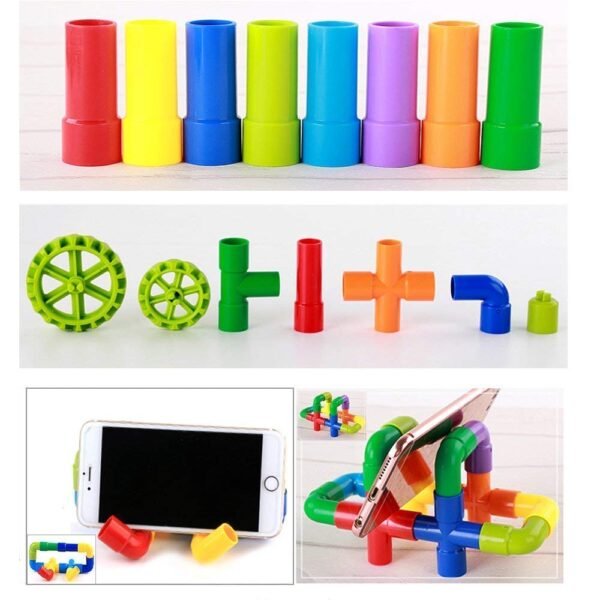 Unbreakable Pipe Puzzle Shape Building Block Set for 3-8 Years Old Kids Boys & Girls,75+ Piece (Random Color Pipe Puzzle Shape Building Block Toys) - Image 3