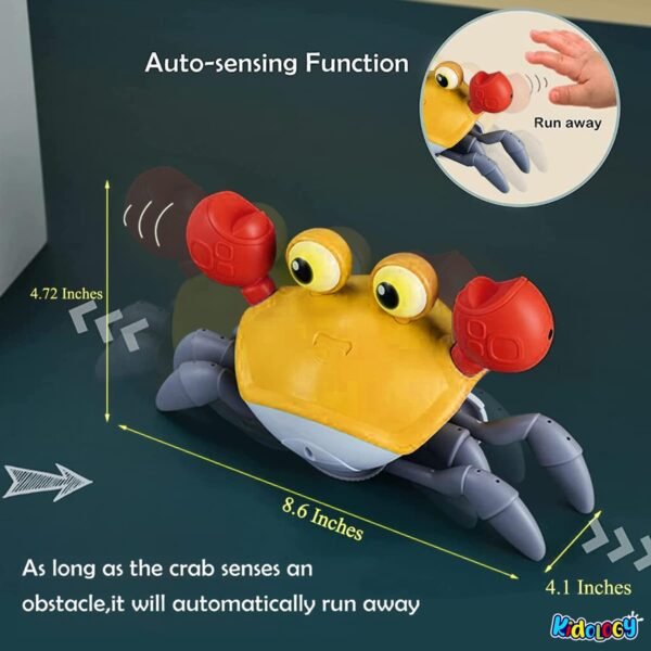 Kidology Crawling Crab Baby Musical Kids Toy with Led Lights & Rechargeable Battery|Interactive Early Learning and Entertainment Toys for Kids Toddlers & Infants|Tummy Time Dancing Toys,Multicolor - Image 2