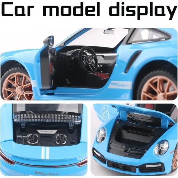 Compatible for 1:32 Porsche Carrera 911 Toy Car Model, Diecast Collectible Pull Back Model Car with Sound and Light, Toy Gift Vehicles for Adults Kids Boys Girls?Blue? - Image 2