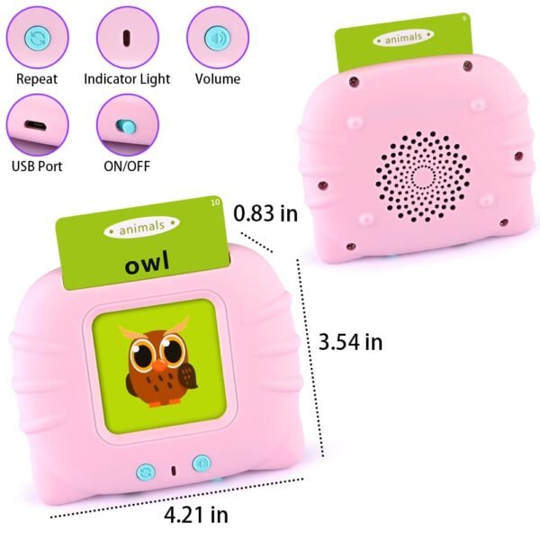 Talking Flash Cards for Toddlers, Autism Sensory Toys, 2-5 Year Old Boys & Girls, Sight Words Learning, Mixed Theme, Educational Flashcards (Animals, Fruits, Vehicles), Simple Style - Image 2