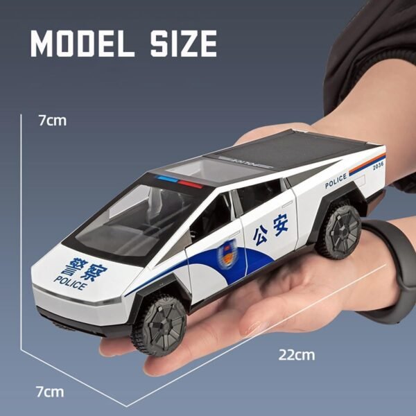 Model Car Zinc Alloy Pull Back Toy Diecast Toy Cars with Openable Doors, Sound and Light for Kids Boy Girl Gift (1:24 Police Tesla - White Color) - Image 2