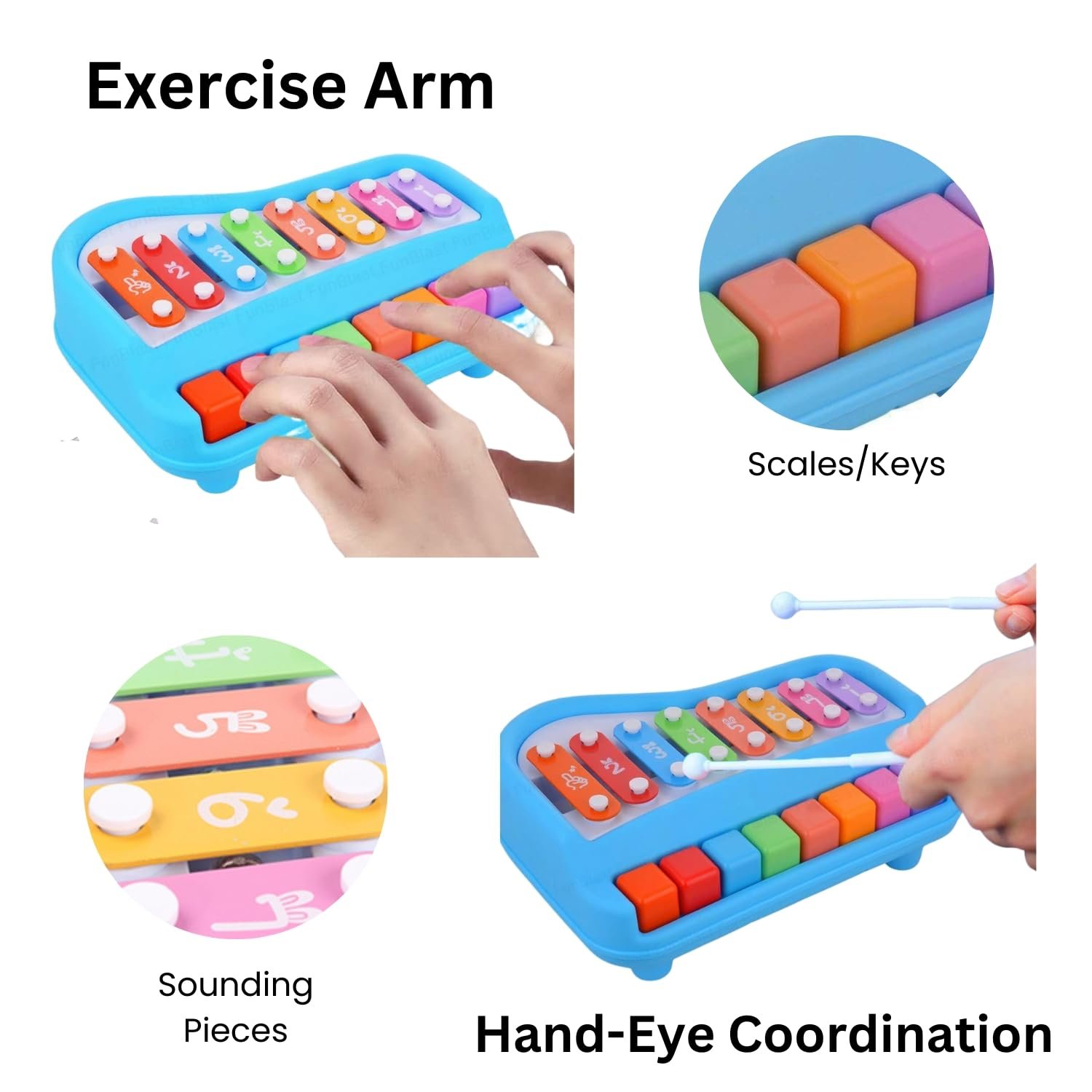 2 in 1 Baby Piano Xylophone Toy, Child Safe Music Toy with 8 Color Key Scale, Xylophone with Piano Toy Set for Kids, Early Learning Musical Instrument, Gift for Kids 1-3 Year Old (Big) - Image 5