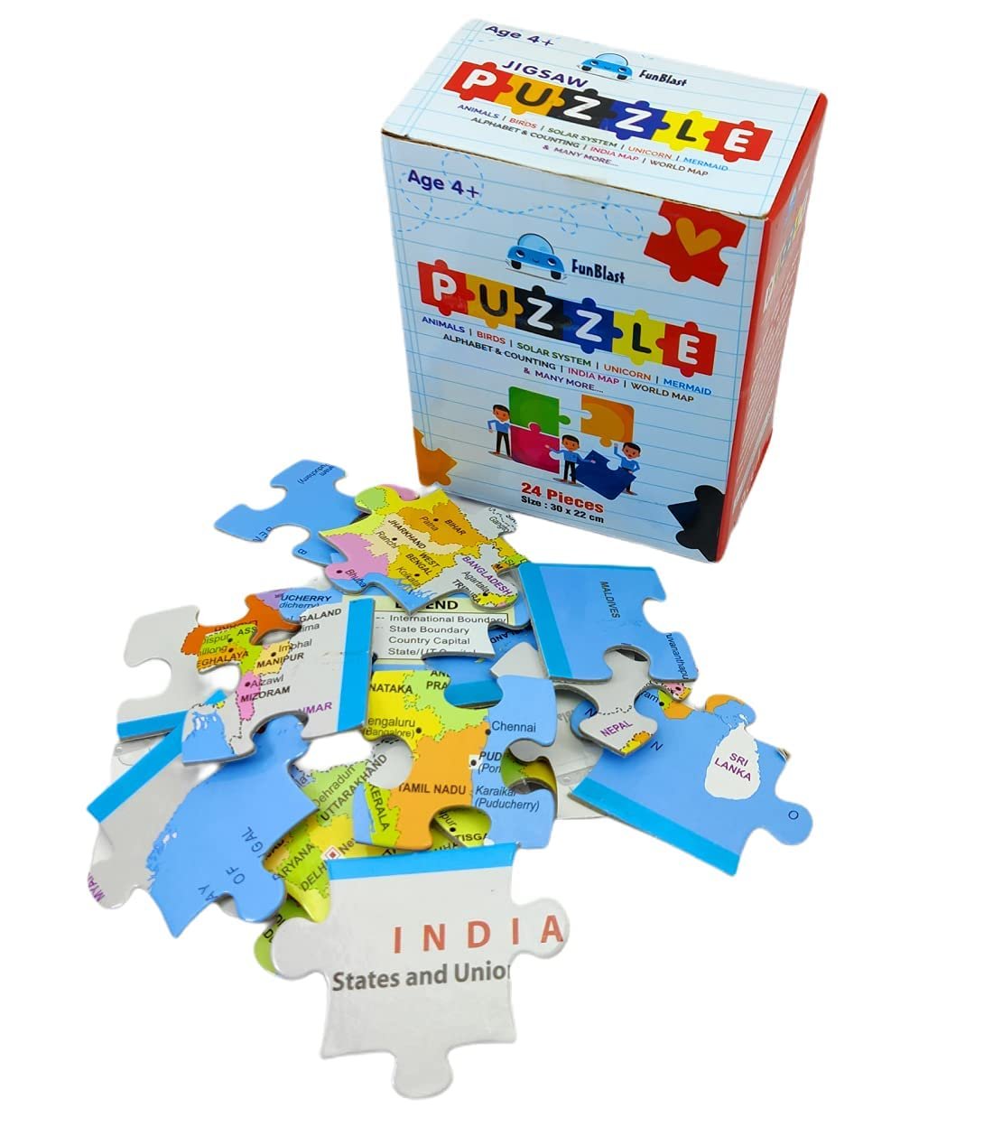 FunBlast India Map Jigsaw Puzzle - Educational and Learning Toy for Boys and Girls, Floor Puzzle for Kids of Age 3-5 Years - 24 Pcs (Multicolor) - Image 2