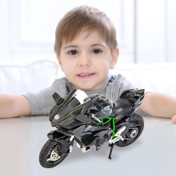 Police Motorcycle Toy - Pull Back Motorcycle Toys, Tiny Gift with Music Lighting, Latte Motorcycles Toy for Kids Boys Age 3-8 Year Old [Multicolor] (Ninja Bike-Silver) - Image 2