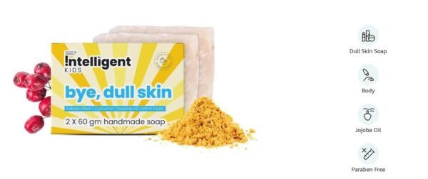 Tuco® Kids Bye, Dull Skin Soap Pack of 2X60gm with Turmeric | Perfect for Dull & Sensitive Skin | Paraben & Sulphate Free | Ages 2-5, 5-10, 10-15 | 2x 60gm - Image 2