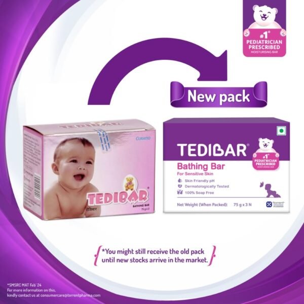Tedibar Baby Bathing Bar | For Baby’s Sensitive Skin | Gentle Cleansing, Skin-friendly, pH 5.5, 75gm, Pack of 3 - Image 4