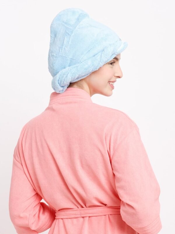 Cortina Microfiber Hair Towel Cap, Soft Absorbent Quick Drying Cap for Curly Thick Hair, Wrap Cap for Women Girls-Pack of 2, Blue-Pink - Image 4