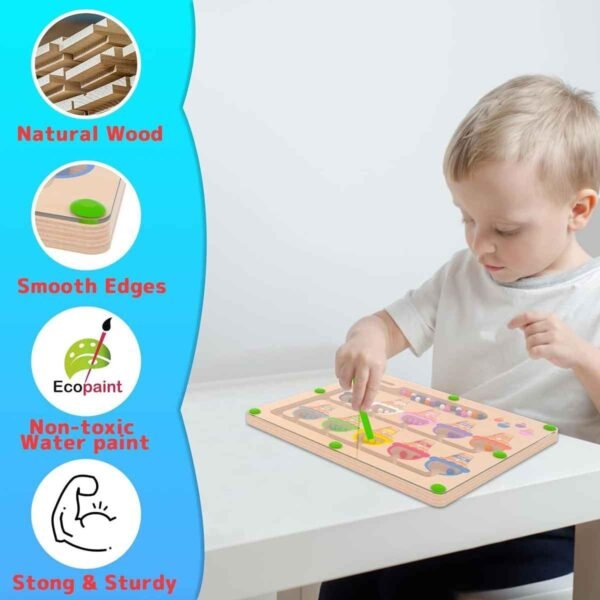 Fun4you Magnetic Color & Number Maze Montessori Wooden Board Game – Learning & Counting Toy, Fine Motor Skills Puzzle, Color Matching Educational Toy for Toddlers, Boys & Girls (Ages 3-5 Years) - Image 6