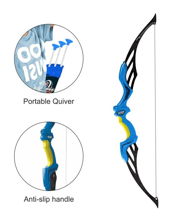 Storio Kids Bow & Arrow Toy | Archery Set for Boys and Girls, Outdoor Hunting Game with 3 Suction Cup Arrows, Target & Quiver | Target Game Perfect for Kids - Blue - Image 3