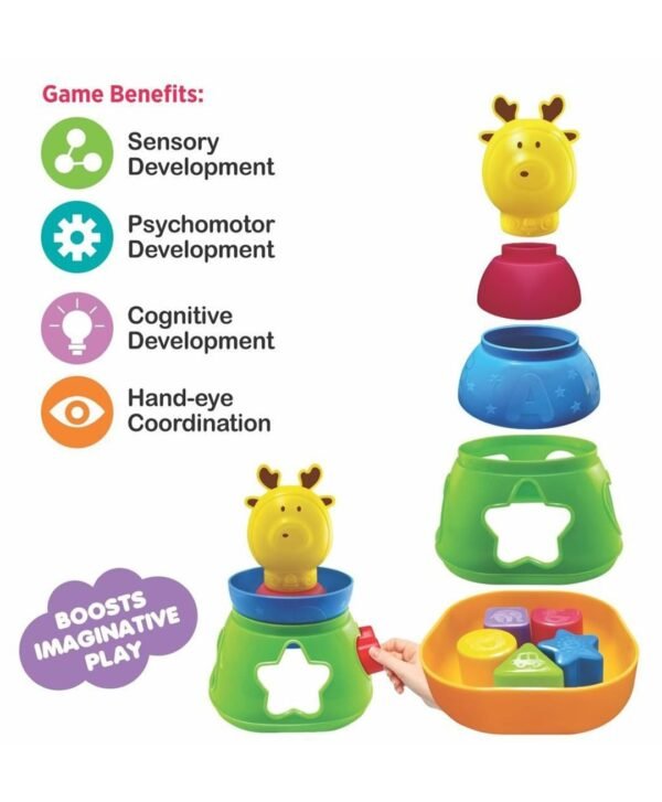 Toys Treasure Reindeer Stacking Toys N Shape Sorter Toys for Kids 2 in 1 Short Play Multicolour - 10 Pieces for Kids/Toddlers/Infants | Baby Toys | Toys for 1 + Year Old - Image 3