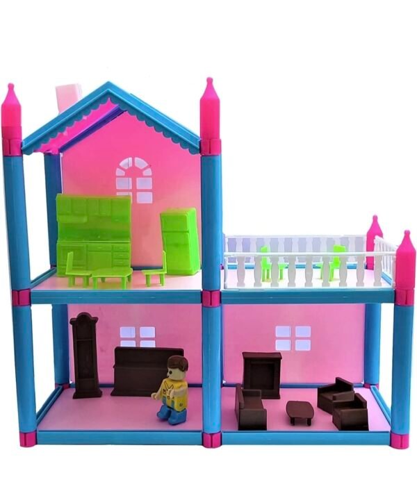 Dream Palace Doll House With Accessories | Girls Play Set With Furniture | Role Play Set for Ages 3-8 Years (78 Pieces) - Image 3