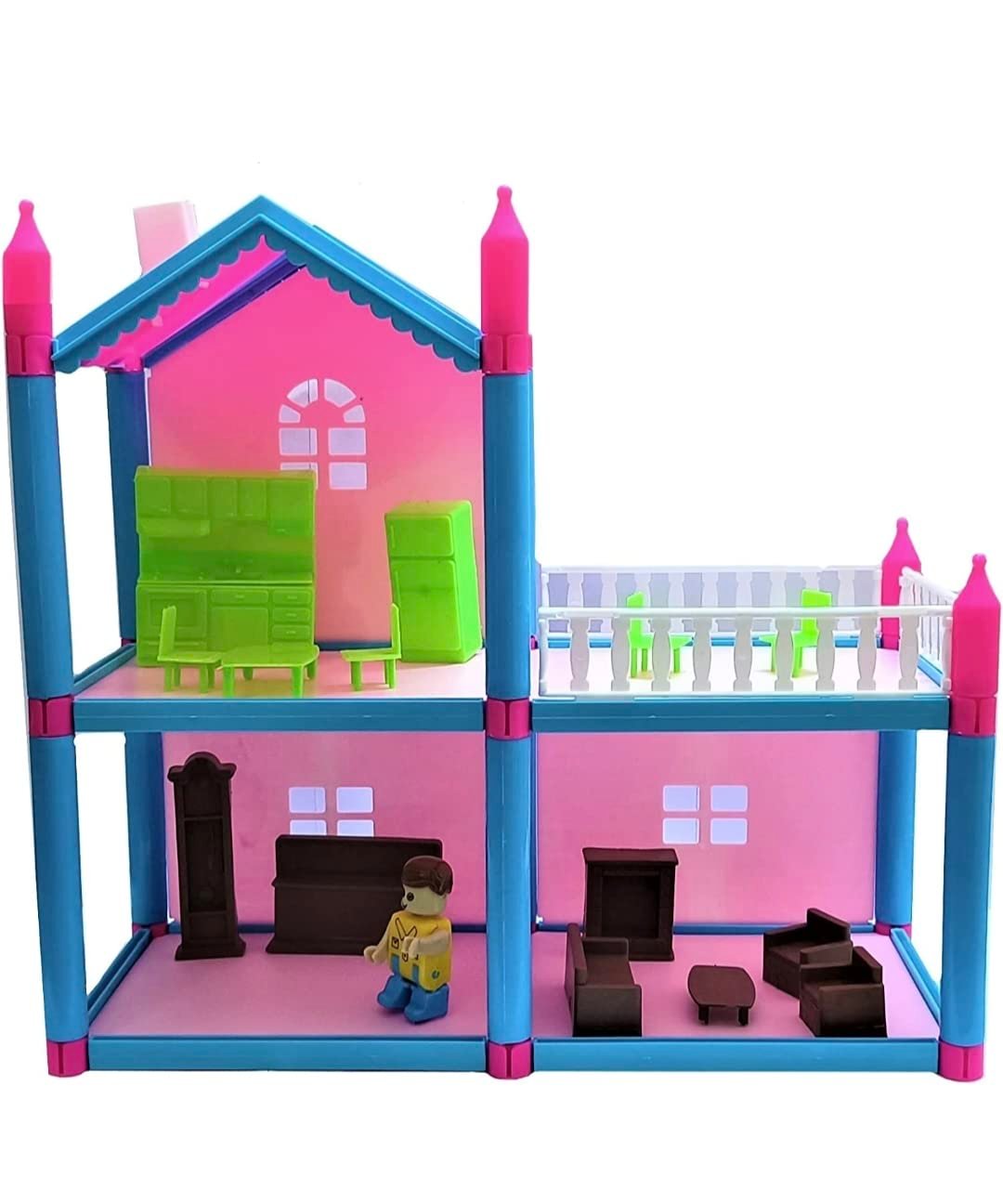 Dream Palace Doll House With Accessories | Girls Play Set With Furniture | Role Play Set for Ages 3-8 Years (78 Pieces) - Image 3